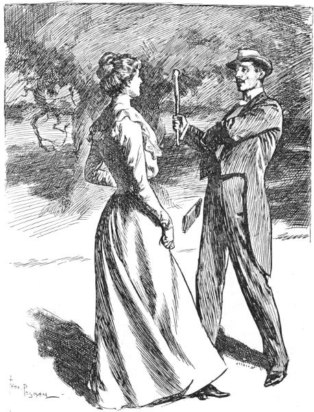 THE COUNT HELD A HEAVY STICK IN HIS HAND, BUT THE WALLET
SLIPPED TO THE GROUND.