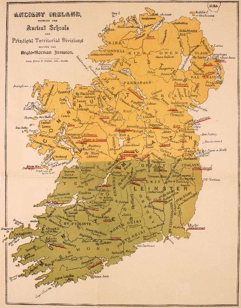 ANCIENT IRELAND, shewing the Ancient Schools
and Principal Territorial Divisions before the Anglo-Norman Invasion.