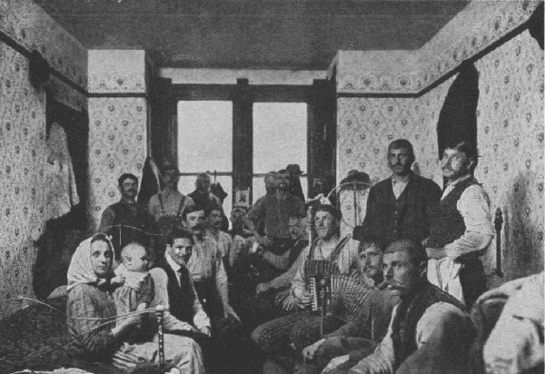 EVEN A BOARDING HOUSE OF EIGHTEEN BOARDERS IN FIVE ROOMS IS MORE
CHEERFUL THAN A LABOR CAMP FOR MEN ALONE