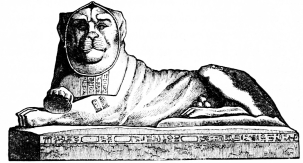 Fig. 31.&mdash;Lion of Reddish Granite. (British Museum.)