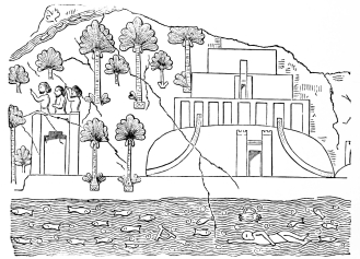 Fig. 55.&mdash;Terraced Pyramid. Relief from Coyundjic.
