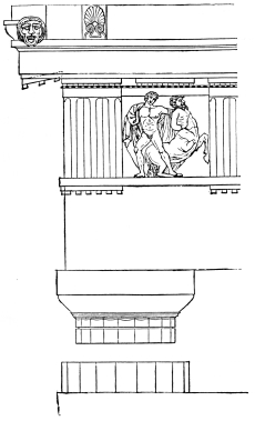 Fig. 137.&mdash;Entablature of the Parthenon.