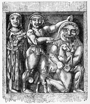 Fig. 192.&mdash;Metope Relief from the Middle Temple of the
Acropolis of Selinous.