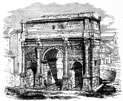 Fig. 286.&mdash;Triumphal Arch of Septimius Severus.