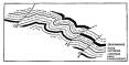 Fig. 147&mdash;Overthrust folds in detail on the southwestern
border of the Vilcapampa batholith near Chuquibambilla. The section is
fifteen feet high. Elevation, 13,100 feet (4,000 m.). For comparison
with the structural effects of the Vilcapampa intrusion on the northeast
see Fig. 142.