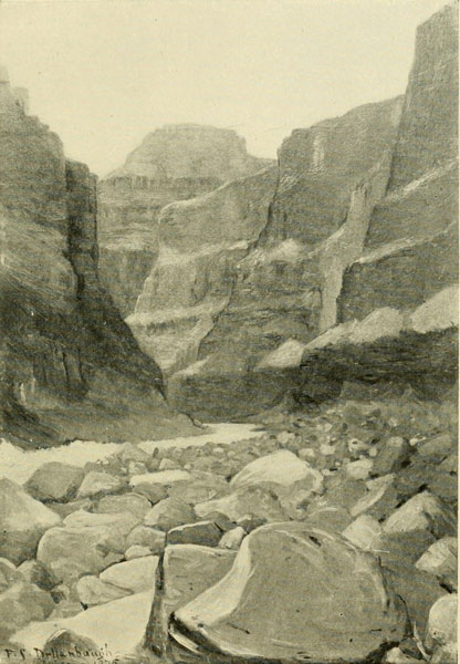 Looking down the
Grand Canyon from the Mouth of the Kanab.