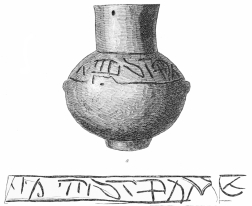 No. 3. (a). Inscribed Terra-cotta Vase from the Palace
(8 M.).

(b). The Inscription thereon.