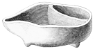 No. 196. An Earthenware Crucible on four feet, still
containing some copper. Found on the Tower (7 M.).