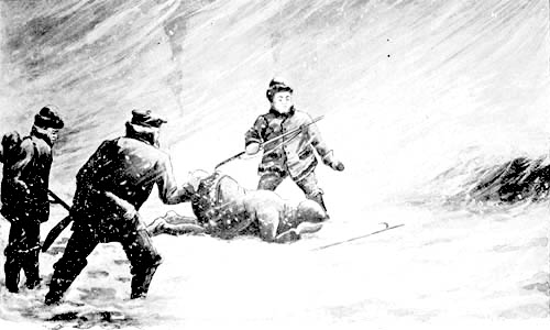 THE ESQUIMAU UTTERED A DESPAIRING CRY AND THREW HIMSELF
IN THE SNOW