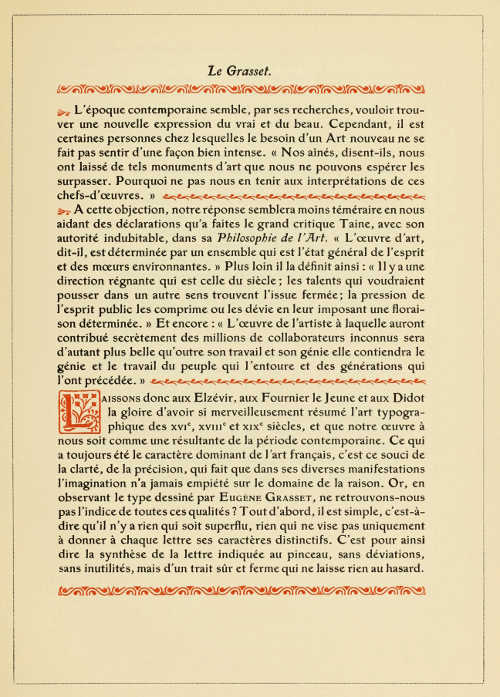 TYPE AND ORNAMENTS DESIGNED BY GRASSET CAST BY G.
PEIGNOT ET FILS, PARIS