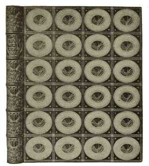 LEATHER BOOKBINDING, WITH INLAY AND GOLD TOOLING.
DESIGNED BY PROF. JOSEF HOFFMANN EXECUTED BY THE WIENER WERKSTAETTE