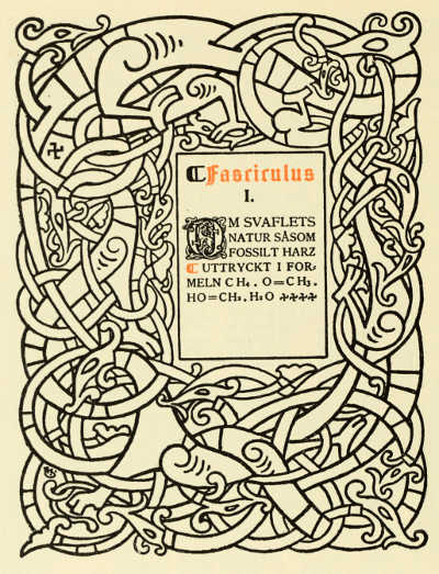 PAGE FROM AUGUST STRINDBERG'S “ANTIBARBARUS.”
WITH DECORATIONS BY ARTUR SJÖGREN. PRINTED BY BRÖDERNA LAGERSTRÖM