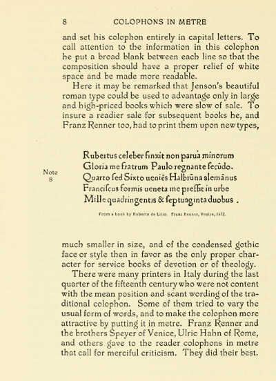 PAGE FROM “TITLE-PAGES” (THE GROLIER CLUB) PRINTED IN
THE “RENNER” TYPE DESIGNED BY THEODORE LOW DE VINNE