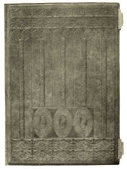 BOOKBINDING IN BROWN LEATHER, WITH BLIND TOOLING.
DESIGNED BY PROF. JOH. VINCENZ CISSARZ, EXECUTED BY AD. BÜHLER