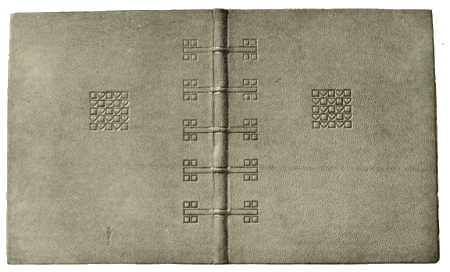 BOOKBINDING IN BUCKSKIN, WITH INLAY AND TOOLING.
DESIGNED BY PROF. JOSEF HOFFMANN EXECUTED BY THE WIENER WERKSTAETTE