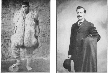 ALBANIANS

ON LAKE SKUTARI
The most savage of the Balkan people.

ON LAKE CHAUTAUQUA
The newest of the Pilgrims, attending the Congregational
church, Jamestown, N. Y.
