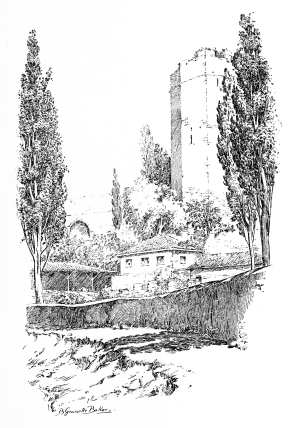 Yedi Koulé Kapoussi, or Gate of the Seven Towers.

One evening in the middle of the ninth century, a youth entered the
city, but not by the Golden Gate, for to none but Emperors or visitors
of the highest rank was the Golden Gate thrown open&mdash;he entered what is
now Yedi Koulé Kapoussi.