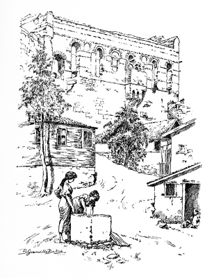 The Palace of the Porphyrogenitus, from within the Walls.

The majestic proportions of this building are best seen from here; and
here again we may notice the remains of yet another balcony and, in
continuation of the legend, gather that the infant prince took his first
view of the city from here, and on this spot was proclaimed “Cæsar
Urbis.”