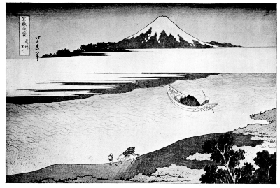 HOKUSAI: FUJI, SEEN ACROSS THE TAMA RIVER, PROVINCE OF
MUSASHI.