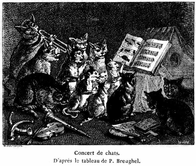 Concert de chats.
D'après le tableau de P. Breughel.