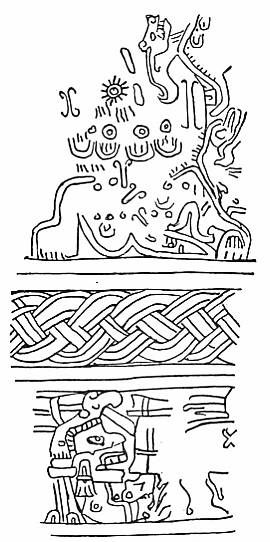 Fig. 82. Design incised on femur of deer found
    in Mound No. 39.