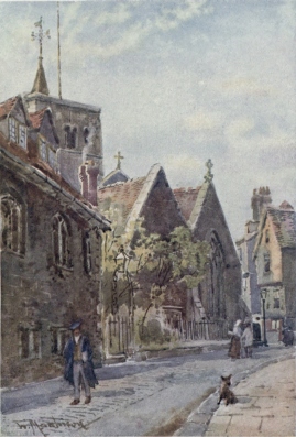 ST. BENEDICT’S CHURCH FROM FREE SCHOOL LANE

Its Saxon tower is the oldest building left in Cambridge, and close by
is the oldest piece of College building, the wall of Corpus Christi.