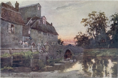 GRANTCHESTER MILL

This picturesque old mill is on the upper river about two miles from
Cambridge, and is a favourite rendezvous of boating parties. The walk
from Cambridge to this mill is by ‘Varsity men called the Grantchester
Grind’. The famous Byron’s Pool is just below the mill.