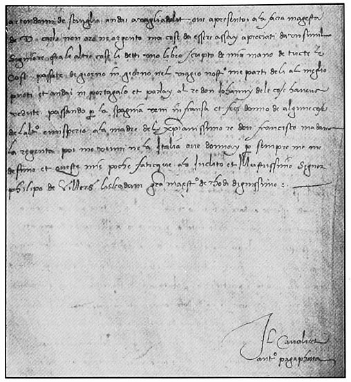 Photographic facsimile of last page of Pigafetta&rsquo;s relation showing signature