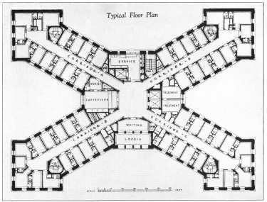 Copyright, Fifth Avenue Hospital


THE ARCHITECT’S PLAN WAS MADE WITH THE NEED FOR LIGHT AND AIR IN MIND