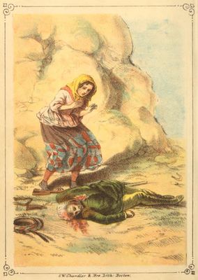 girl
looking over an injured person lying on the ground