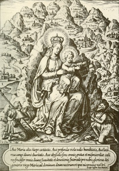 AT MONTSERRAT: Ave Maria stirps castitatis. Ave profunda viola valis humilitatis. Ave lata
rosa campi divine charitatis. Ave abyßalis omnis gratiæ et misericordiæ coeli
ros fructifer omnis divine suavitatis er devotionis. Intercede pro nobis gloriosa dei
genitrix virgo Maria ad dominum deum nostrumvt ipse misereatur nostri.
Pater noster Ave Maria