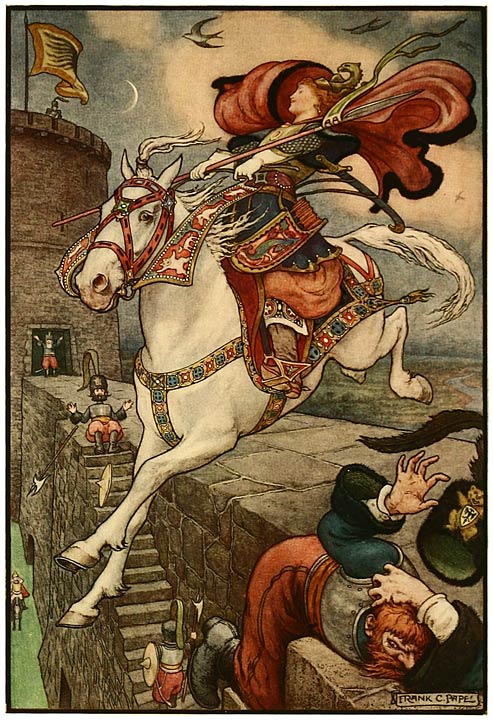 &lsquo;She put her good steed to the walls the leapt lightly over them&rsquo;