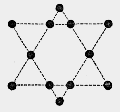 twelve dots
arranged as a six-pointed star