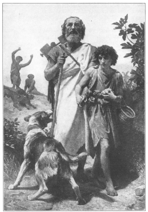 Homer, the blind poet, was led from place to place by a
young boy when he went to sing his songs and recite his wonderful poems
of ancient Greece.