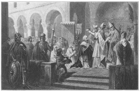 Charlemagne is crowned Emperor of the Western World at
Rome.

From an old print