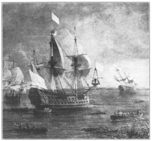 The ships of France at the mouth of the Mississippi

From the painting in the Versailles Collection