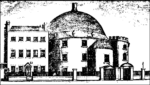 VIEW OF NORTHAMPTON OR SPA FIELDS CHAPEL, WITH THE
COUNTESS OF HUNTINGDON'S HOUSE ADJOINING.