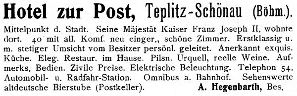 Post, Teplitz-Schönau