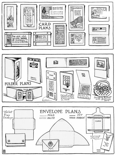 Plate 2

In Addition to the planning of the lettering, the designer has an
opportunity for invention as regards the type of card and its envelope
or container. A novel idea goes a long way toward success.