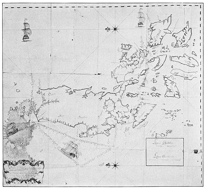 Map showing new route from Manila to Acapulco; presented to Governor Fernando Vald&eacute;s Tam&oacute;n by the pilot, Enrique Herm&aacute;n, 1730