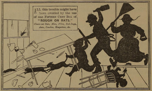 Another chaotic rat-hunt. Jim’s family, including the cat
and terrier, chase rats; the table and baby’s high-chair up-ended.