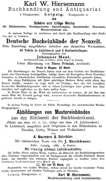 Anzeige Karl W. Hiersemann