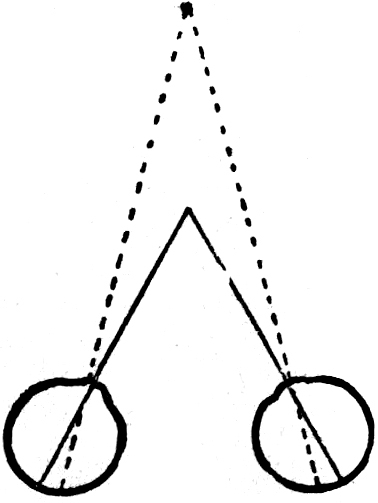 Die Augen fixieren den
  näheren Punkt