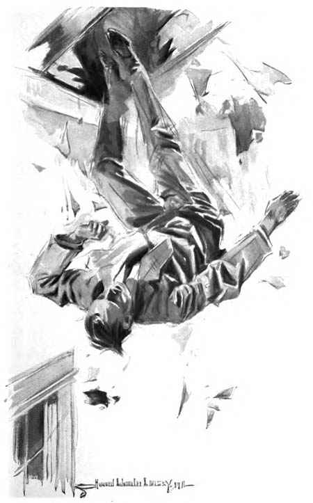 Tommy falling through the skylight