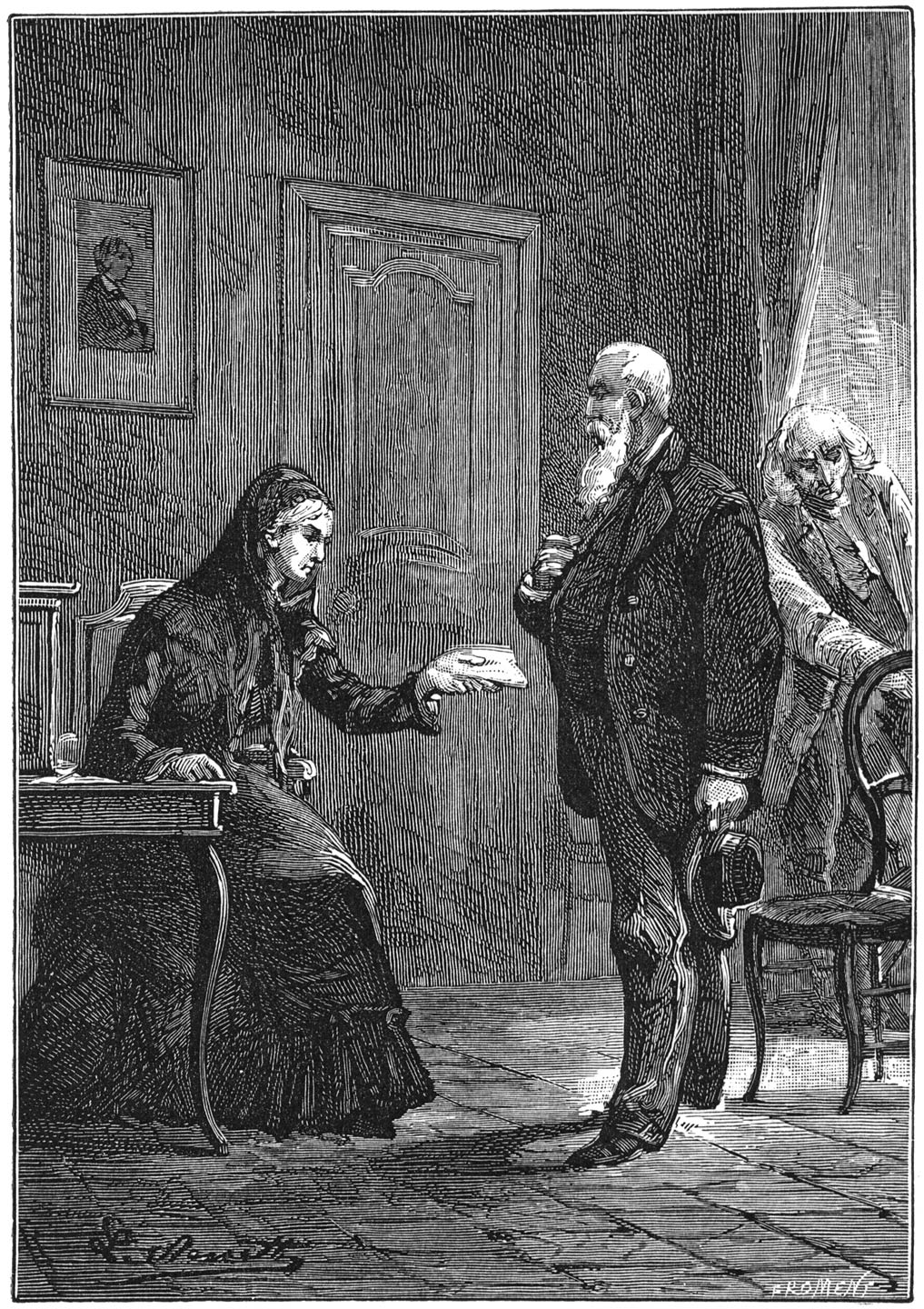 „Mijnheer,” zeide zij, „neem dat geld terug, want het behoort u....” (Bladz. 217.)