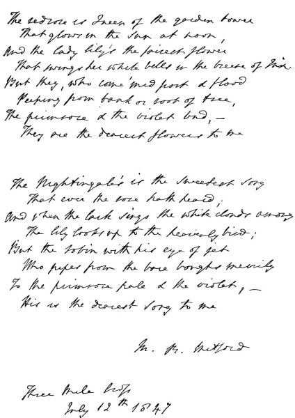 Verses written by M. Mitford