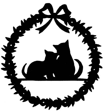 Two cats in a wreath