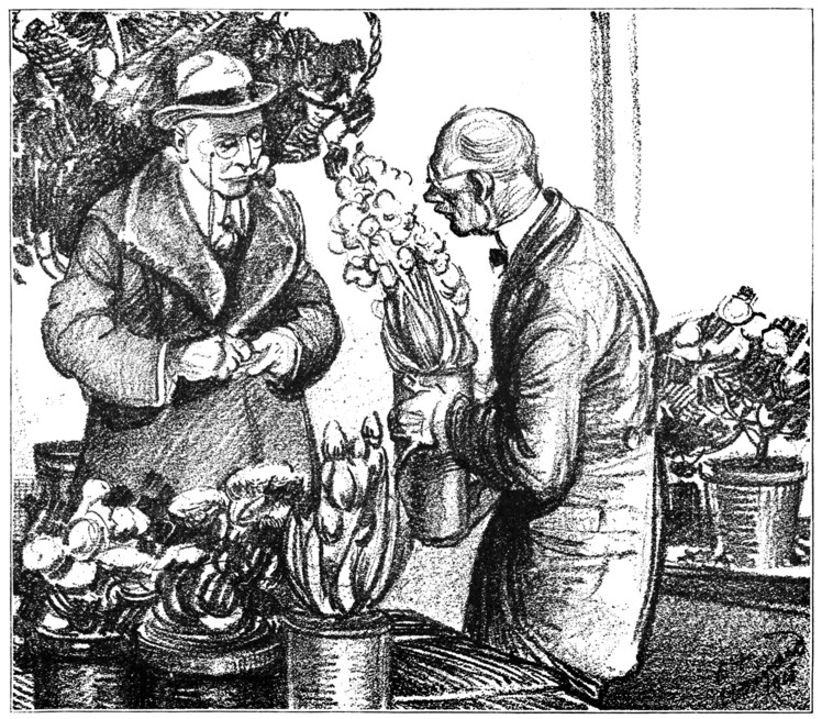 Morley buying flowers.